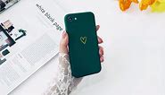 Wirvyuer for iPhone SE Case 2022/2020, iPhone 8 iPhone 7 Case for Women Girls Silky Soft Protective Shockproof Silicone Phone Case with Cute Heart Design, Mint Green