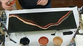 (133) Negative Space Acrylic Pour, Rose Gold and Black