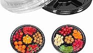 10 Pcs Round Plastic Appetizer Tray with Lid Divided Serving Tray, Disposable Food Storage Containers , Kids Snack, Fruit Platter Vegetable Trays for Party and Buffet