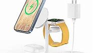 3 in 1 Wireless Charging Station for Apple Devices, Standard 15W Fast Wireless Mag-Safe Charger Stand with 20W Adapter for iPhone 15 14 13 12 Pro Max/Plus/Pro/Mini,iWatch Ultra 1,2 Series 9, AirPods