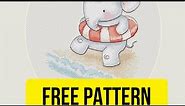 🐘 Free cross stitch pattern with a cute Elephant swimmer designed by Elena Mityakina.