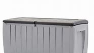 Keter Novel 90 Gal. Durable Weatherproof Resin Black and Gray Deck Box Organization and Storage for Outdoor Patio and Lawn 220414