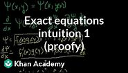 Exact equations intuition 1 (proofy) | First order differential equations | Khan Academy