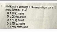 The diagonal of a rectangle is 13 meters while one side is 12 meters. What is its area?