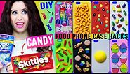 10 DIY Candy & Food Phone Case Hacks | Decorate iPhone Cases w/ Skittles, Gummy Bears, Mac-N-Cheese!