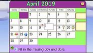 Starfall Calendar April 2019 | Calendar for Kids