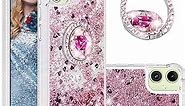Tncavo for Samsung Galaxy A05 Case for Girls Women,Moving Liquid Holographic Sparkle Glitter Bling Cases with Diamond Ring Kickstand Cover for Samsung Galaxy A05 LSZ Rose Gold