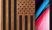 CaseYard Wood Phone case for iPhone 8 Plus Laser Engraved American Flag Design Black Wood Compatible iPhone case Protective Shockproof Slim fit Cell Phone Cover for Men & Women