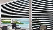 Joydeco Black Sheer Zebra Cordless Blinds for Windows 70 Inch Wide,Privacy Light Filtering Dual Layer Roller Shades for Home Office Living Room, 70" W×75" H