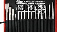 C&T 16-Piece Punch and Chisel Set with Storage Pouch, Including Taper Punch, Cold Chisels, Pin Punch, Center Punch, Chrome Vanadium Steel