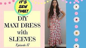 THE EASIEST DIY MAXI DRESS WITH SLEEVES | CUTE SUMMER DRESS | SEWING FOR BEGINNERS
