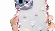 Tuokiou Upgrade Clear Colorful Dots Phone Case for iPhone 13 Pro, Slim Fit Protective Soft TPU Shockproof Case Cute Multicolored Wave Point Phone Case for Apple iPhone 13 Pro 6.1 inch (2021) (Pink)