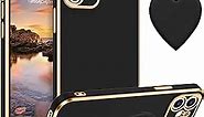 Telaso iPhone 11 Case, iPhone 11 Phone Case with Separate Love Heart Shape Kickstand Holder Soft TPU Plating Bumper Protective Slim Shockproof iPhone 11 Phone Case Cover for Girls Women, Black