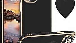 Telaso iPhone 11 Case, iPhone 11 Phone Case with Separate Love Heart Shape Kickstand Holder Soft TPU Plating Bumper Protective Slim Shockproof iPhone 11 Phone Case Cover for Girls Women, Black