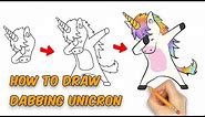 How to draw Cute Dabbing Unicorn for kids easy step by step🦄🦄