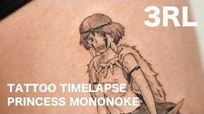 PRINCESS MONONOKE GHIBLI ANIME TATTOO / TIME LAPSE