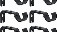 AddGrace Adjustable Curtain Rod Bracket, Fits up to 1 inch Curtain Rod, Set of 6, Sturdy Extendable Curtain Rod Holder, Metal Single Rod Bracket for Wall (Black)