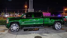 Candy Apple Green dually Silverado on Forgiato Duro Wheels in HD (MUST SEE)