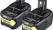 CEENR 2Pack P108 Lithium Battery Replacement for Ryobi 18V Battery Compatible with Ryobi Battery P104 P105 P107 P108 P109 (6000mAh)