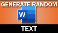 How to Automatically Generate Random Text in Word