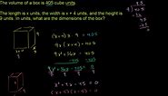 Quadratic equations word problem: box dimensions