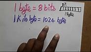 bits, byte, kilobyte, megabyte, terabyte, terabyte and exabyte convert