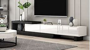 Quoint Modern TV Stand Retracted & Extendable 3-Drawer Media Console for TV Up to 80'' | Homary