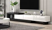 Quoint Modern TV Stand Retracted & Extendable 3-Drawer Media Console for TV Up to 80'' | Homary