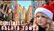 Istanbul Galata Tower Christmas Walking Tour 4K HDR