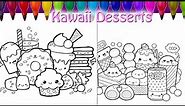 CUTE FOOD COLORING PAGE - Coloring Kawaii Food - Coloring Cute Donuts - Cute Food Coloring Book