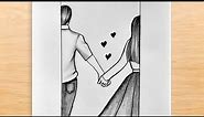 Romantic Couple Holding Hand Drawing Pencil Sketch/ Love Couple Drawing/ How to Draw Romantic couple