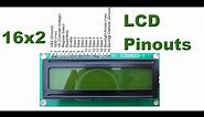 LCD 16x2 display HD44780 Pinouts