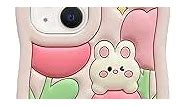 JIATAY Bunny Kawaii Phone Case for iPhone 14 Pro Cute, Rabbit Soft 3D Shockproof Protective Pretty Girly Phone Case for Women Girls (iPhone 14 Pro, Rabbit in Tulip)