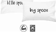 Oh, Susannah Big Spoon Little Spoon V2 Couples Pillowcases for Wedding for Her or Him His and Hers (2 20x30 Standard/Queen Pillowcases) Engagement Gifts