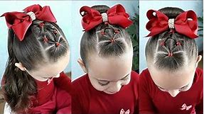 Penteado Infantil fácil com coque | Easy hairstyle with rubber band for girl | Coiffures simples