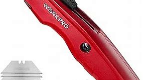WORKPRO Premium Utility Knife, Retractable All Metal Heavy Duty Box Cutter, Quick Change Blade Razor Knife, with 10 Extra Blades