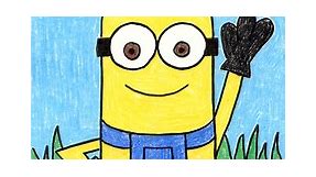 Easy How to Draw a Minion Tutorial Video and Minion Coloring Page