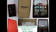 Red Amazon 7 in screen Kindle Fire 7 Reading Touchscreen Tablet + Wi-Fi - Model #: SR043KL