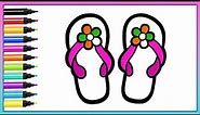 Cute Simple Flip flops Drawing, Painting & Coloring for Toddlers, Kids