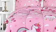 Utopia Bedding All Season Unicorn Comforter Set with 2 Pillow Cases - 3 Piece Soft Brushed Microfiber Kids Bedding Set for Boys/Girls – Machine Washable (Twin/Twin XL)