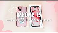 iphone 15 (pink)  unboxing + accessories | quick phone tour