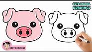 HOW TO DRAW 🐷 PIG FACE EMOJI 🐷 | EASY STEP BY STEP DRAWING TUTORIAL