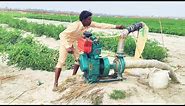 Amazing diesel engine machine 8hp water pump start 4 inch plastic pipe village kisaan farming sichai