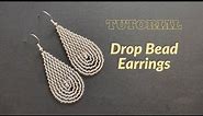 Seed bead earrings tutorial for beginners, drop earrings with double brick stitch