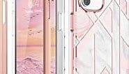 Miracase Compatible with iPhone 12 Mini Case with Built-in Screen Protector(5.4",2020), Full Body Protective Stylish Case for iPhone 12 Mini,Marble Pink