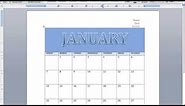 create a 12 month calendar in MS Word