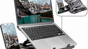 Rotatable Laptop Stand for 10-17" Laptops,Qzgyoool Adjustable Height Laptop Riser for Desk, Portable Computer Stands Swivel Laptop Support with Phone Stand, Notebook Mount Holder Macbook Air Pro Lift
