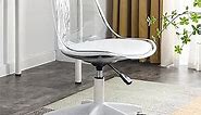 Acrylic Clear Desk Chair Modern Home Office Ghost Chairs with Wheels Cute Armless Rolling Vanity Plastic Chair with Adjustable Height (Clear)