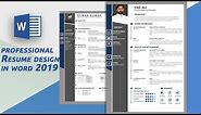 How to Design a professional Resume in ms word 2019