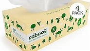 Caboo Tree Free Facial Tissue Paper, Tree Free, Eco Friendly 3 Ply Tissue Flat Box - 120 Sheets Per Box, Total of 4 Boxes, 480 Total Tissues